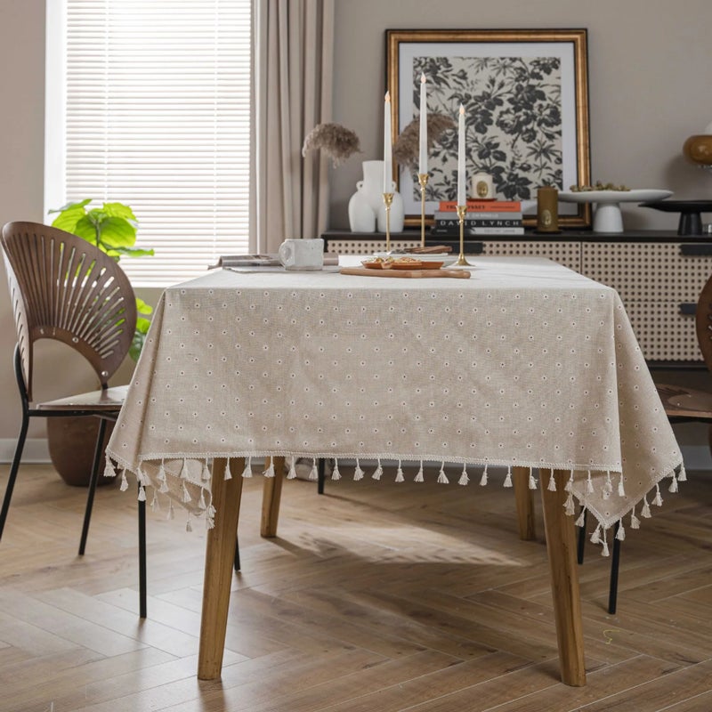 Bluejw Small Fresh Embroidered Linen Tablecloths for Home Use for Wedding Hotel Party Restaurant Events - Image 1